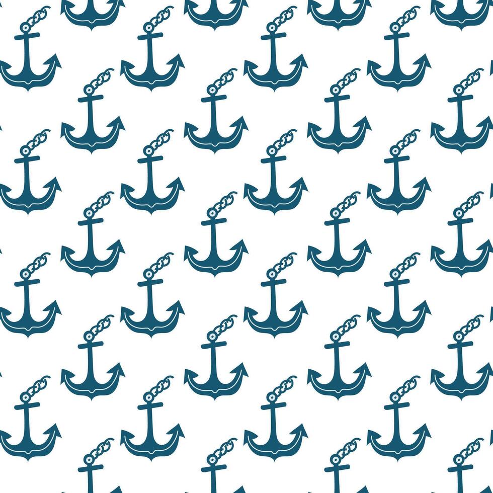 Seamless pattern featuring nautical anchors on a white background ideal for marine-themed designs and decor vector