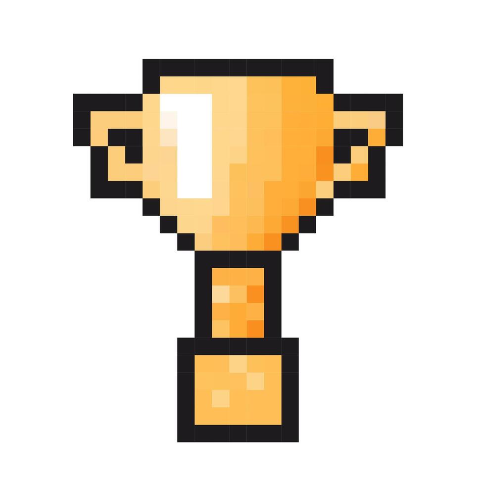 Pixel art trophy designed representing achievement or victory in gaming or competition vector