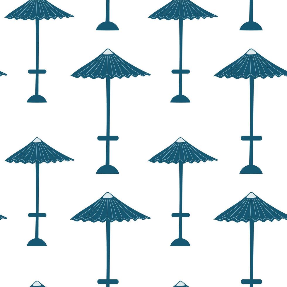 Seamless pattern featuring beach umbrellas in a repetitive design suitable for summer-themed projects vector