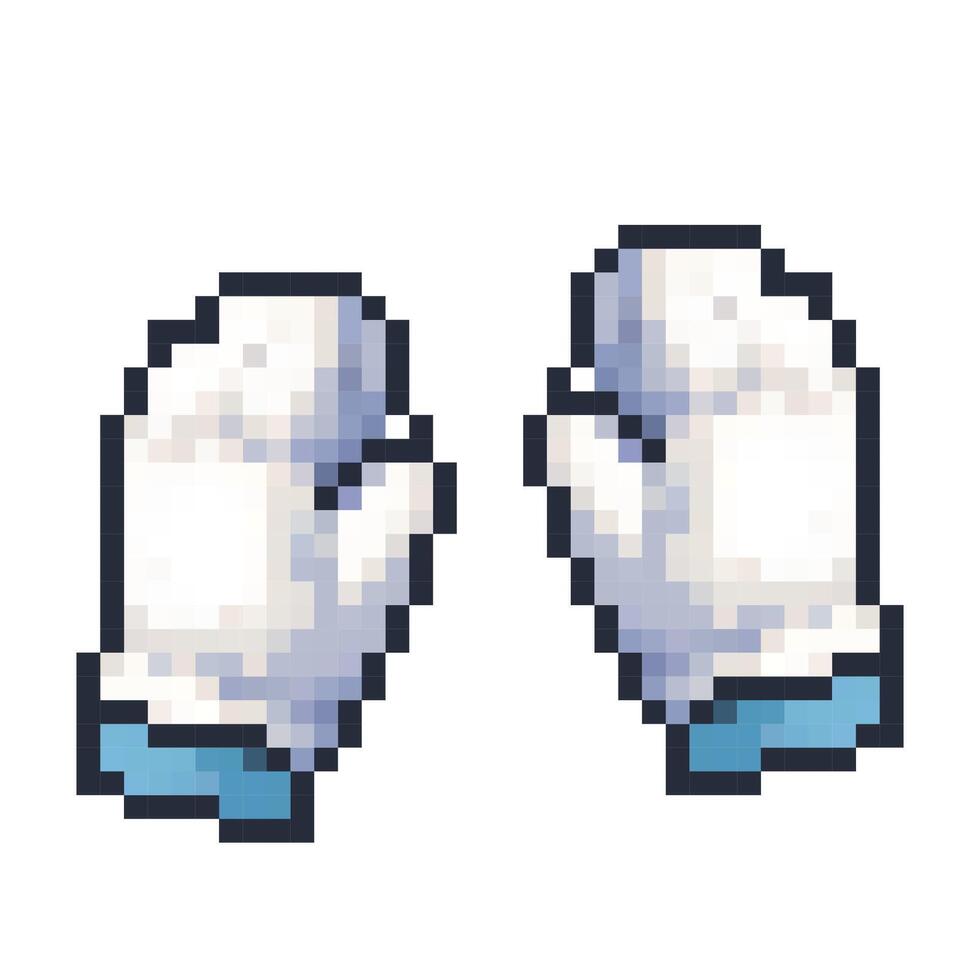 White mittens with blue cuffs depicted in a playful style suitable for winter-themed designs and digital applications vector