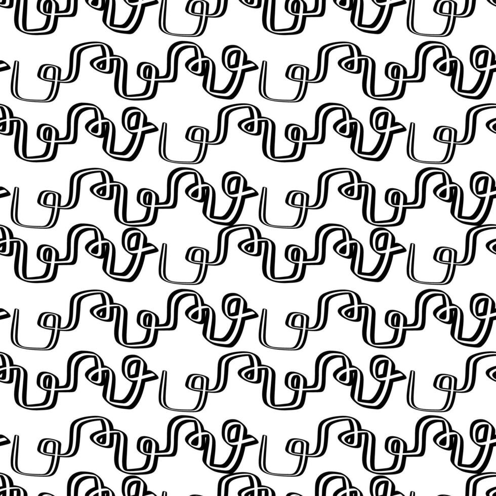 Abstract black and white pattern featuring continuous flowing lines and curves throughout the design vector