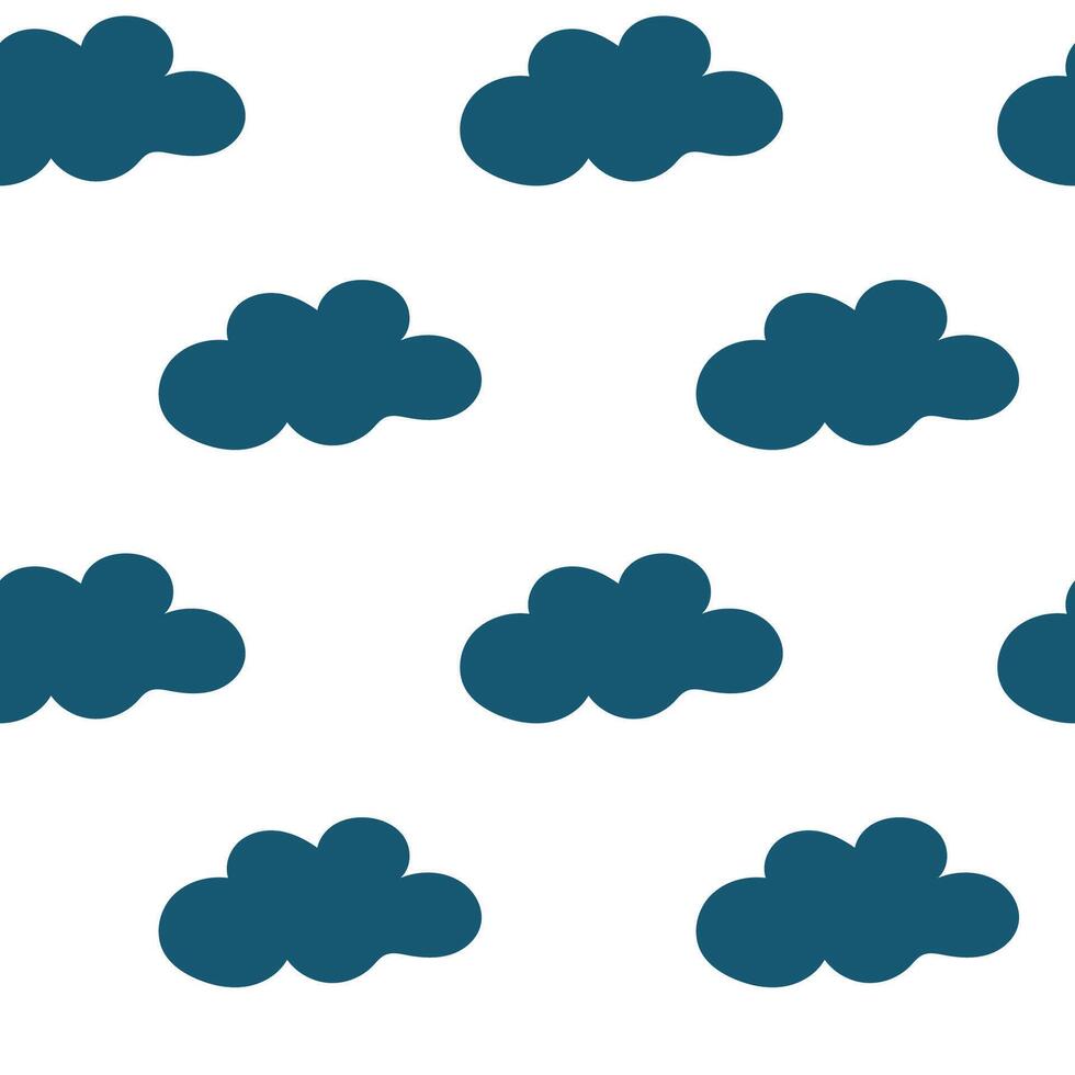 Seamless pattern featuring clouds in a calming teal against a white background for design projects vector