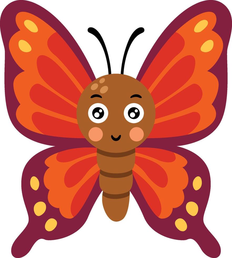 Cute Little Cartoon Butterfly Spreads Its Wings vector
