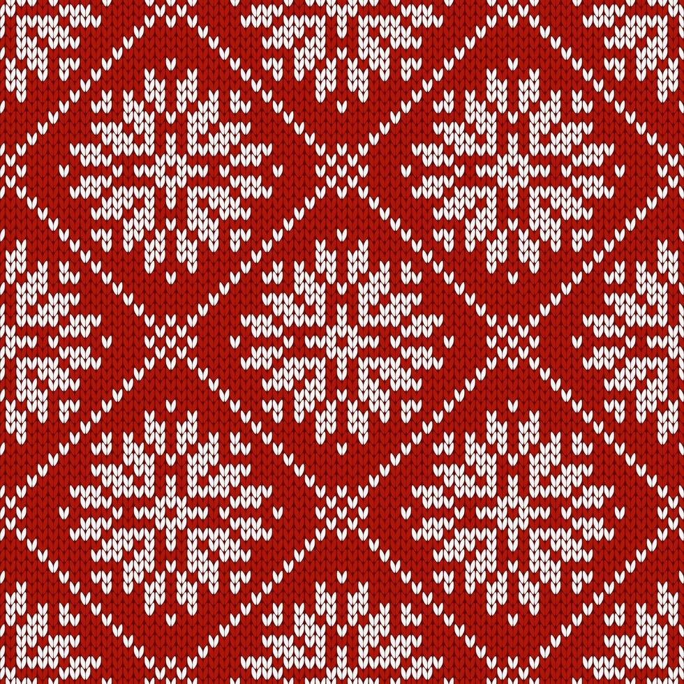 Winter holiday ornament with snowflakes. Christmas and New Year wool knitted sweater. Seamless pattern, traditional background, illustration vector