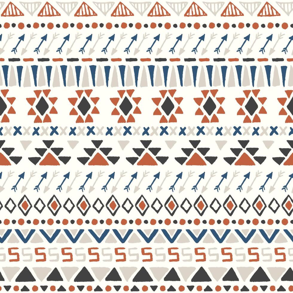 Ethnic seamless pattern. Aztec geometric background. Hand drawn navajo fabric illustration. Modern abstract wallpaper vector