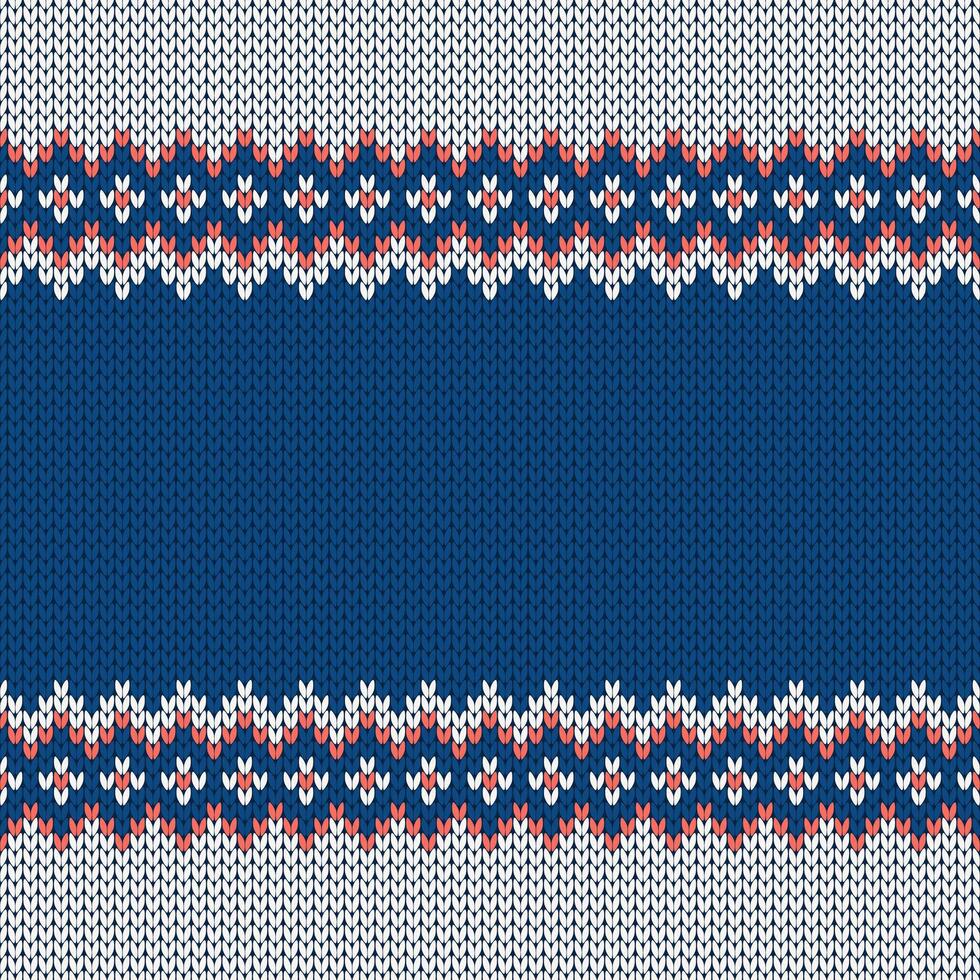 Knitwear texture. Template with empty place for text. Traditional seasonal seamless background for holiday design. Christmas illustration. Winter knitted wool sweater pattern vector