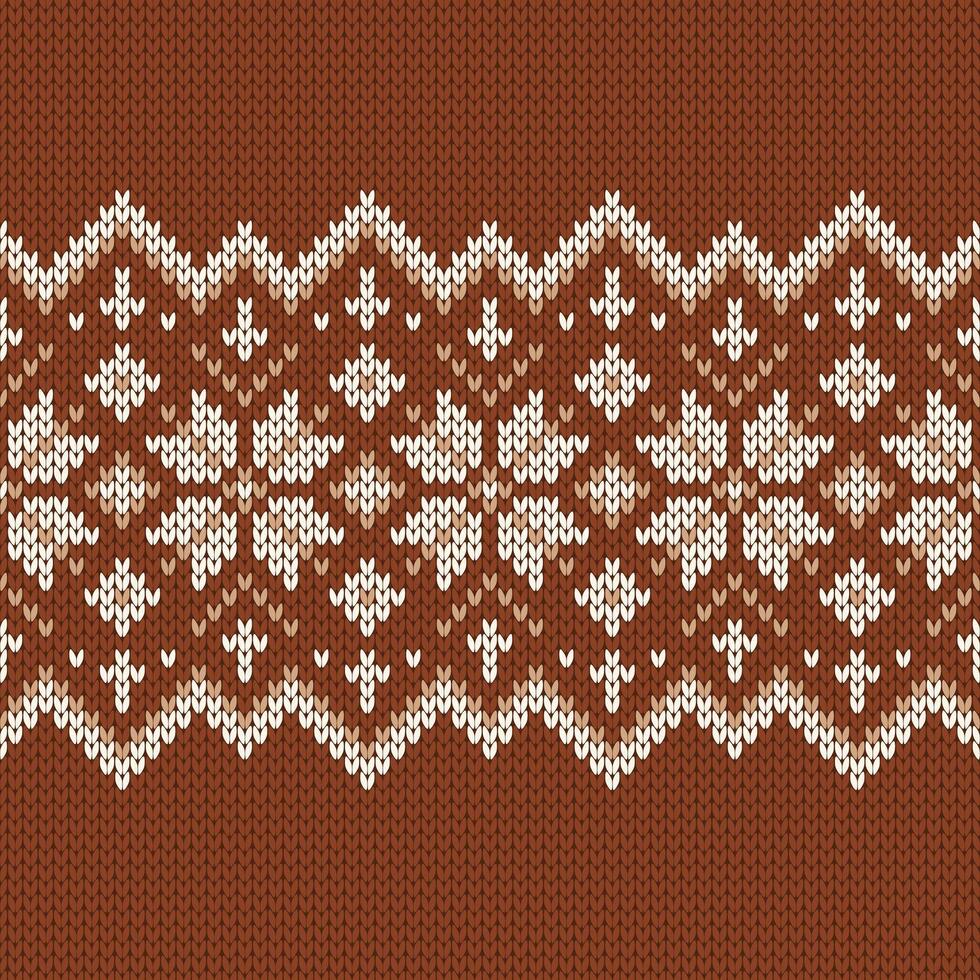Scandinavian knitted seamless pattern. Norwegian native style sweater, ornament with snowflakes. Fair Isle design. Wool texture. Winter red holiday background illustration vector
