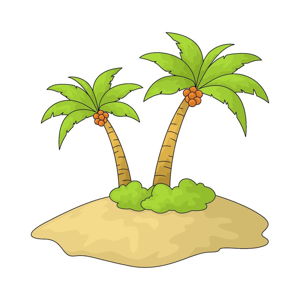 Illustration of Palm tree on island vector