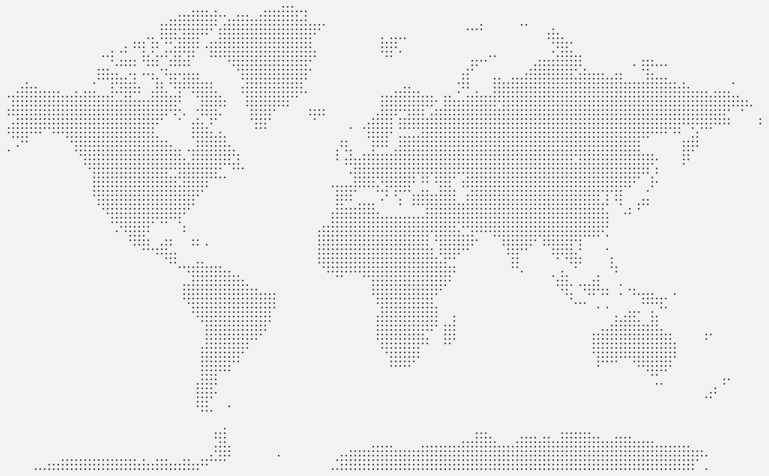 Squire shape dotted world map design of the planet Earth on spot continents like Europe, Asia and South America vector