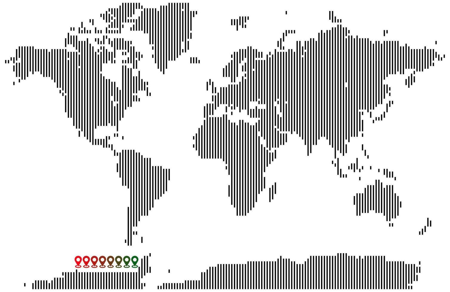 Vertical line shape world map ideal for data infographics vector