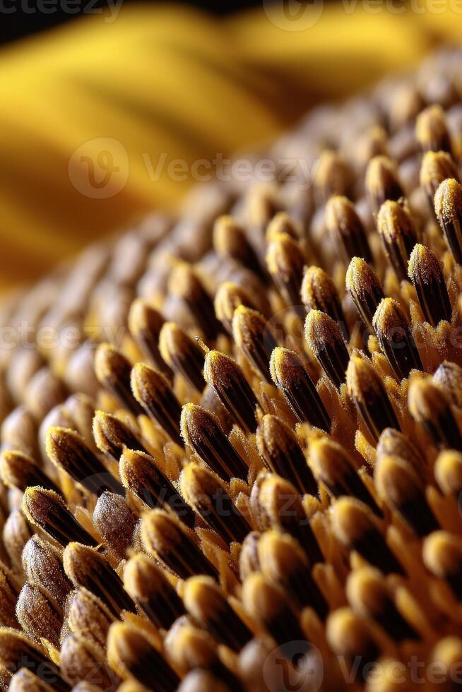 Detail of sunflower seeds in a macro shot from above photo