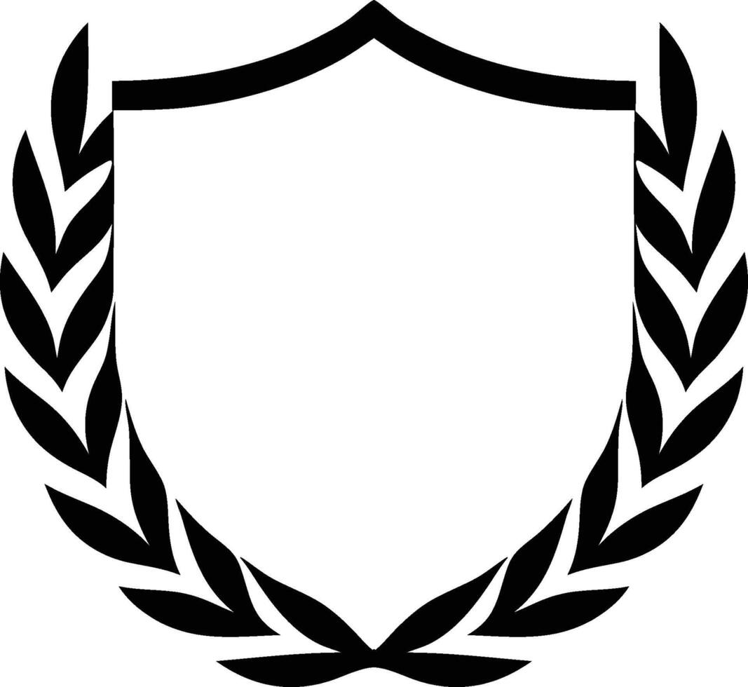 Flat Laurel and Shield Emblem for Logo Design vector