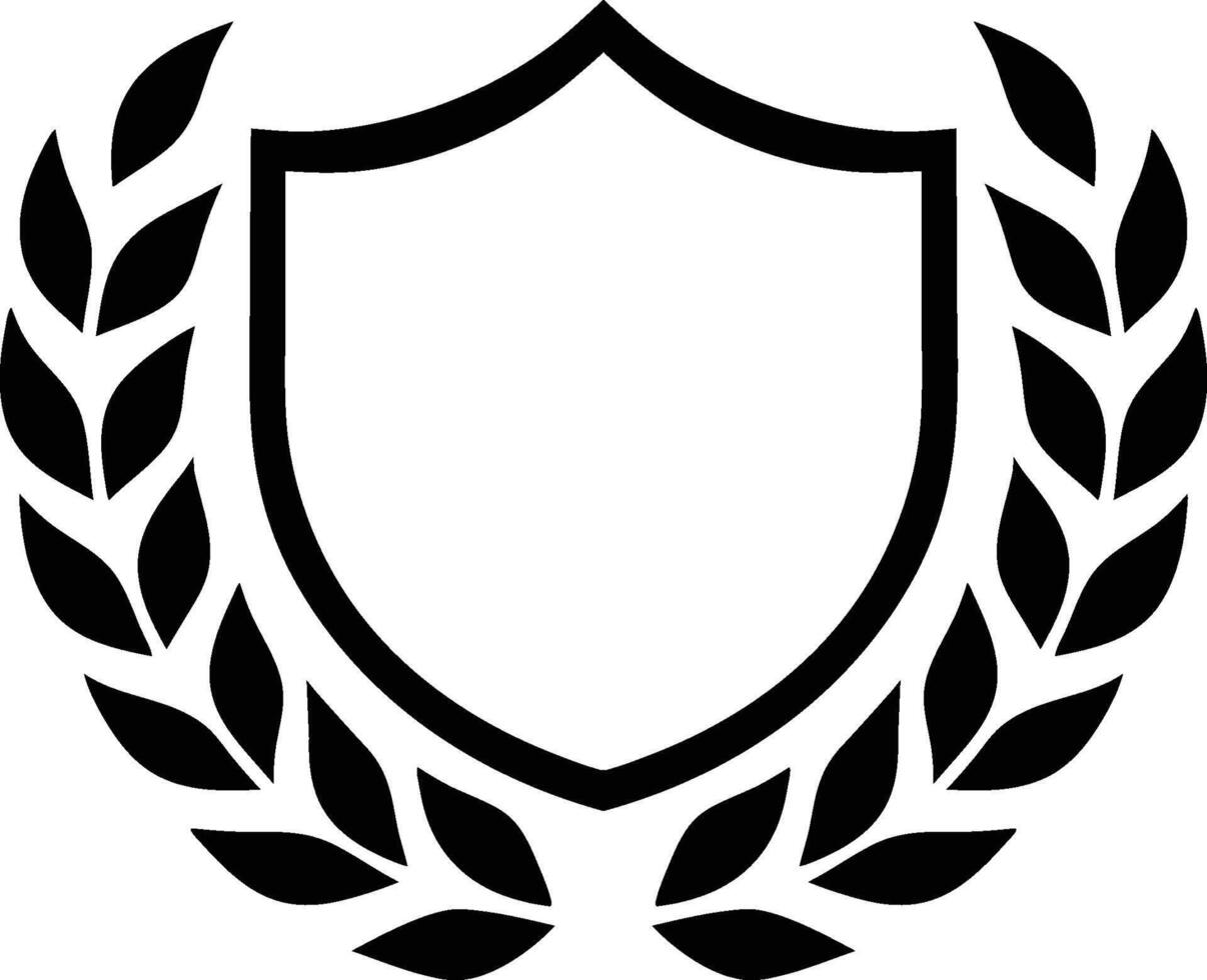 Wreath Shield Badge Silhouette Symbol vector