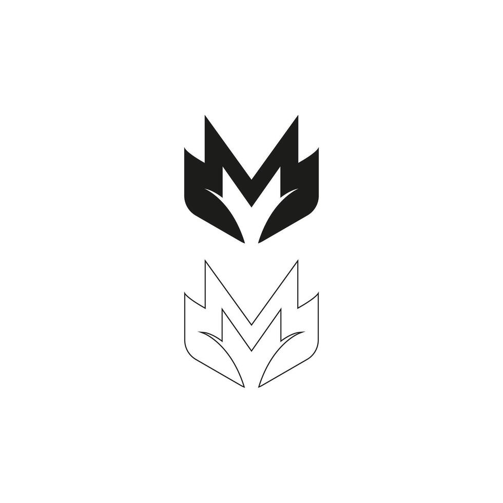 Abstract Geometric Crest Logo M Logo Outline Design in Minimal Style vector