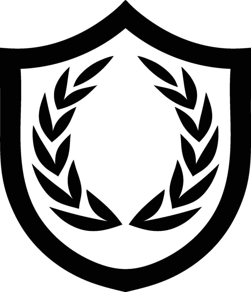 Laurel Shield Crest Icon - Award Emblem Design vector