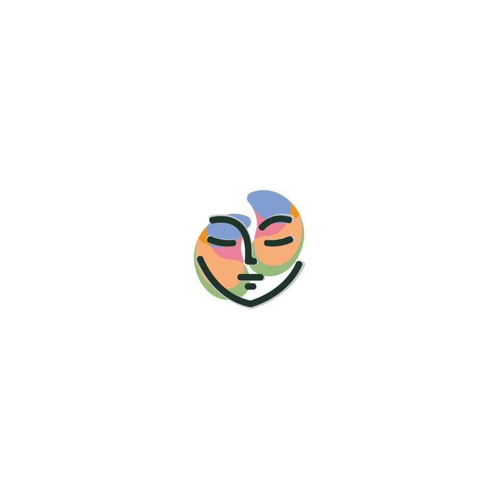 Abstract Line Art Face Logo for Holistic Health and Care Services vector