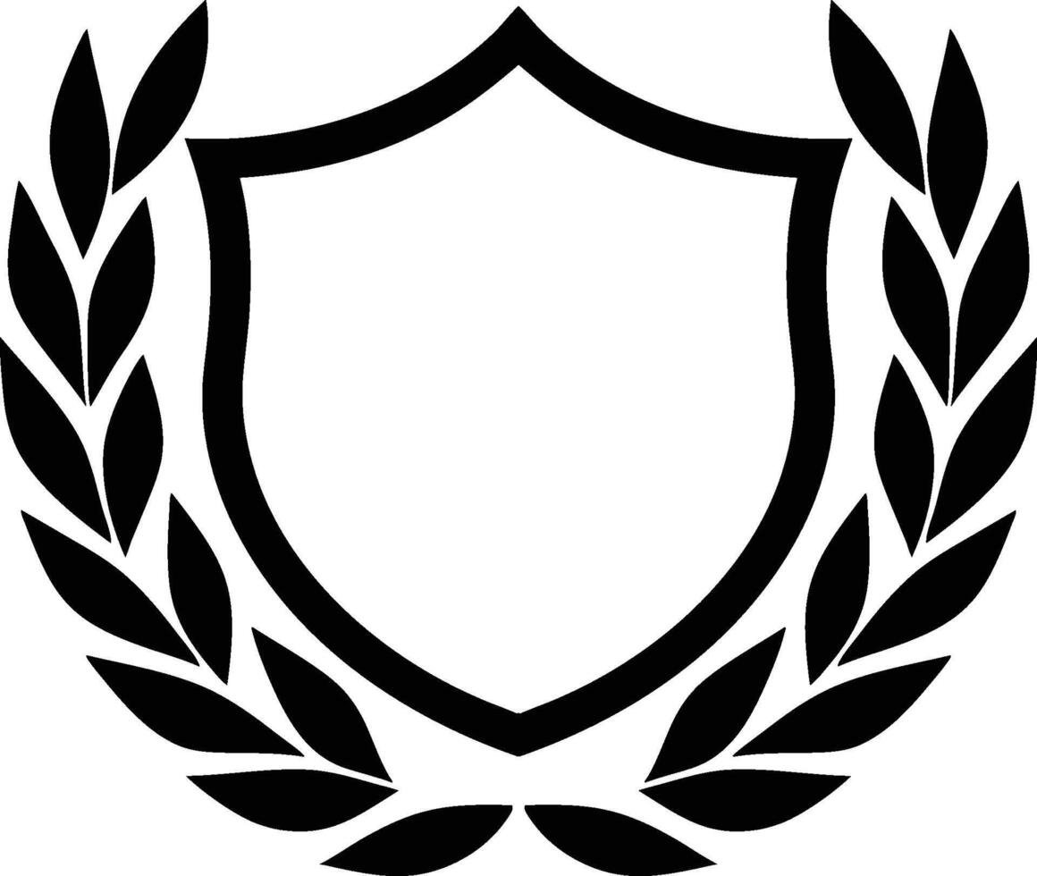 Classic Laurel Badge with Shield Frame - Silhouette vector