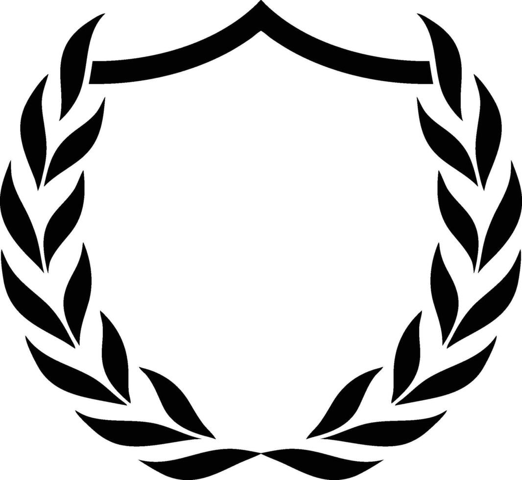Victory Wreath with Shield Minimalist Black Logo vector