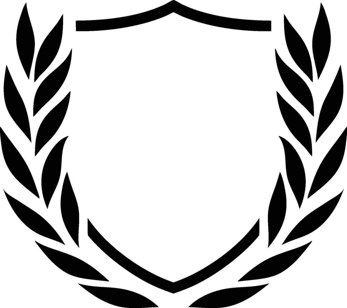 Elegant Shield and Laurel Icon Badge Design vector
