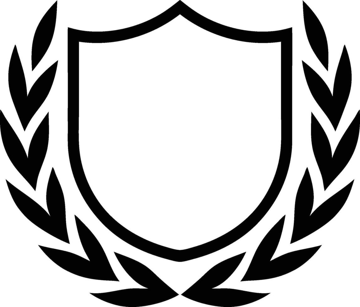 Shield Design Minimal Black Laurel Wreath vector