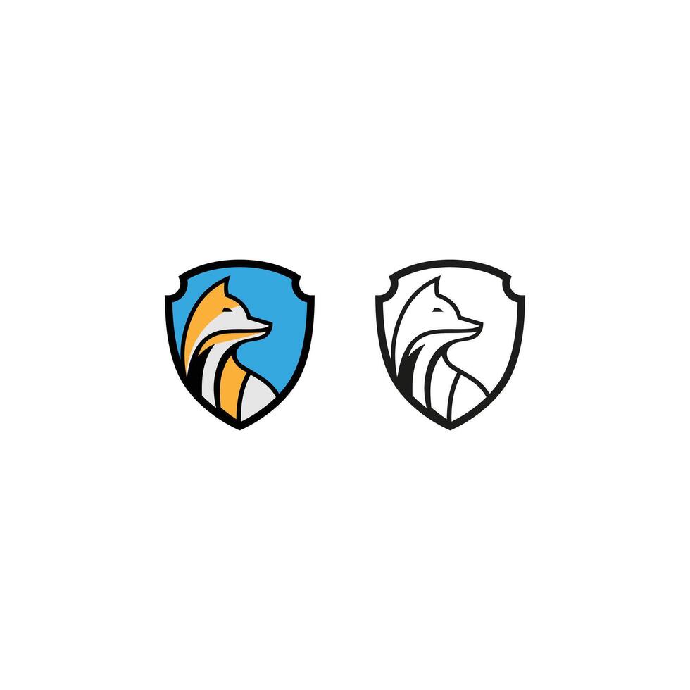 Fox Shield Logo Design Modern Animal Badge vector