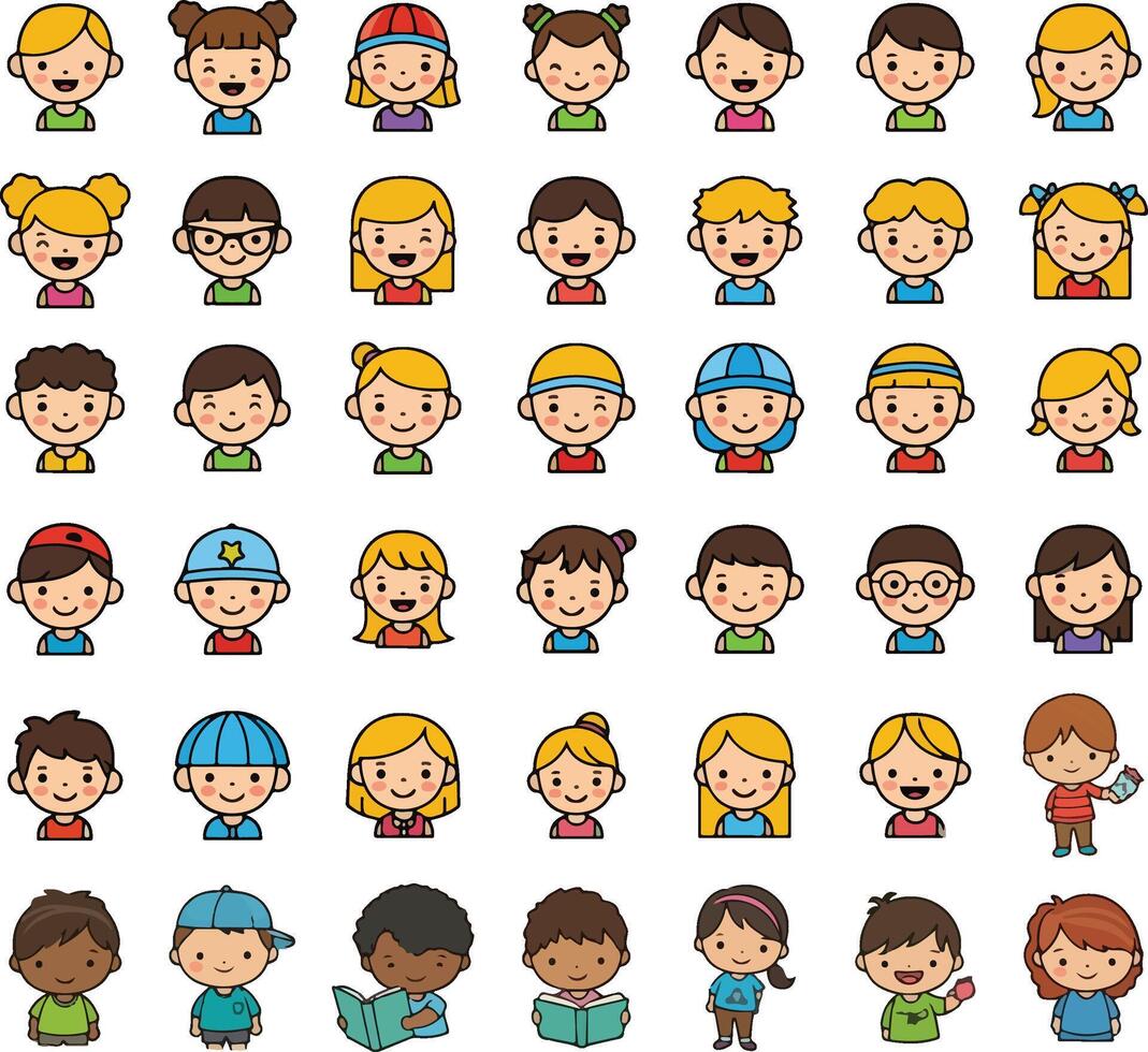 Character face icon Sets vector
