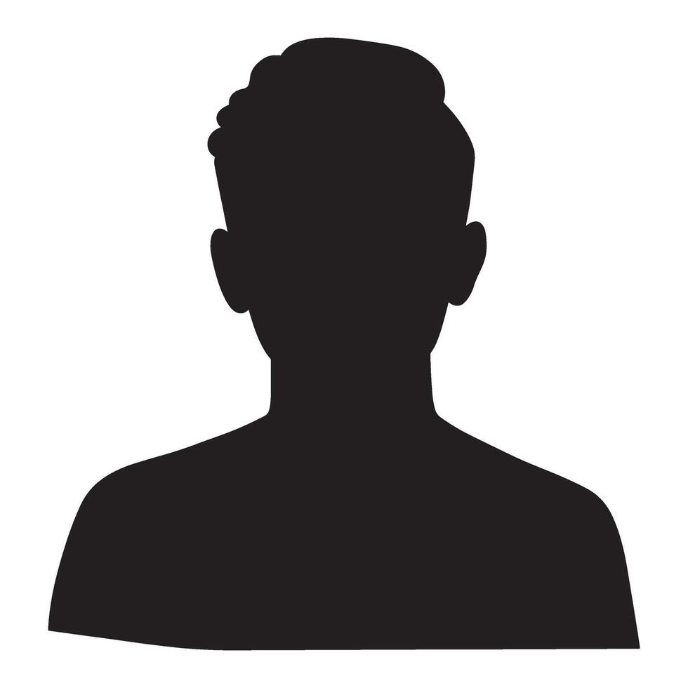 Silhouette of a man from the chest up rendered in solid black style vector