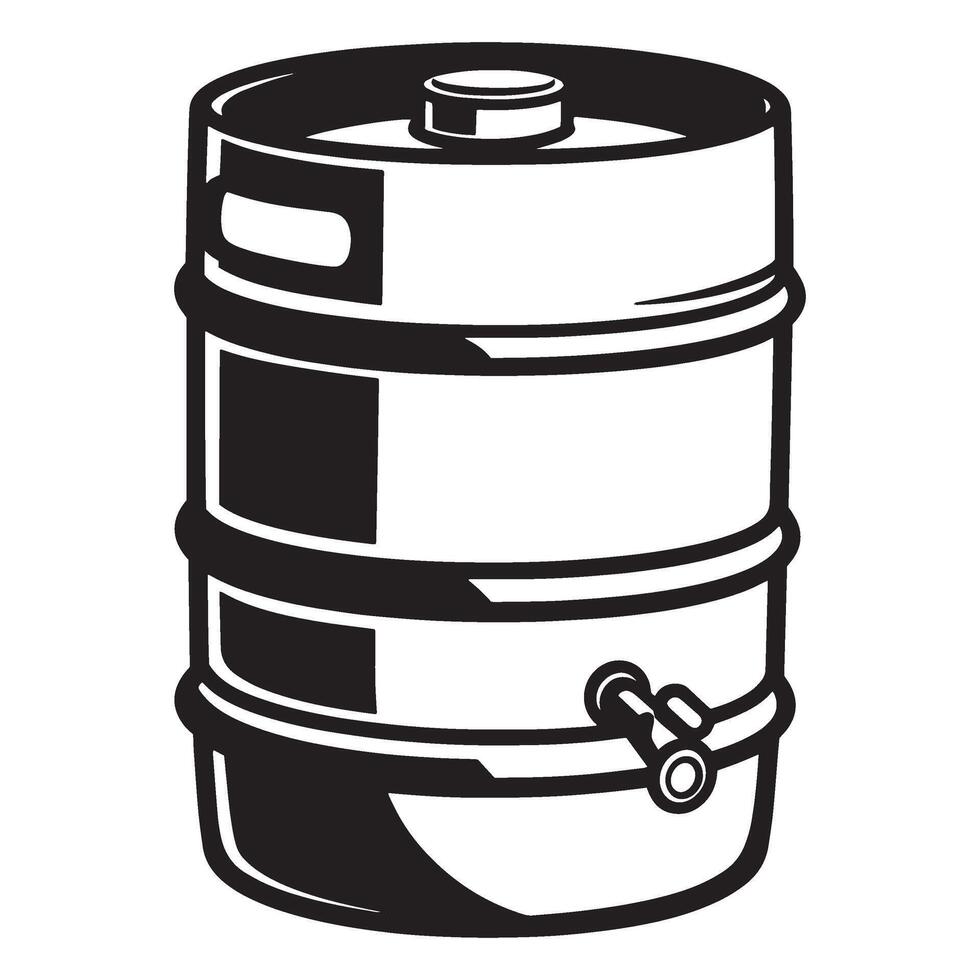 Simple black and white illustration of a beer keg perfect for breweries and pubs. vector