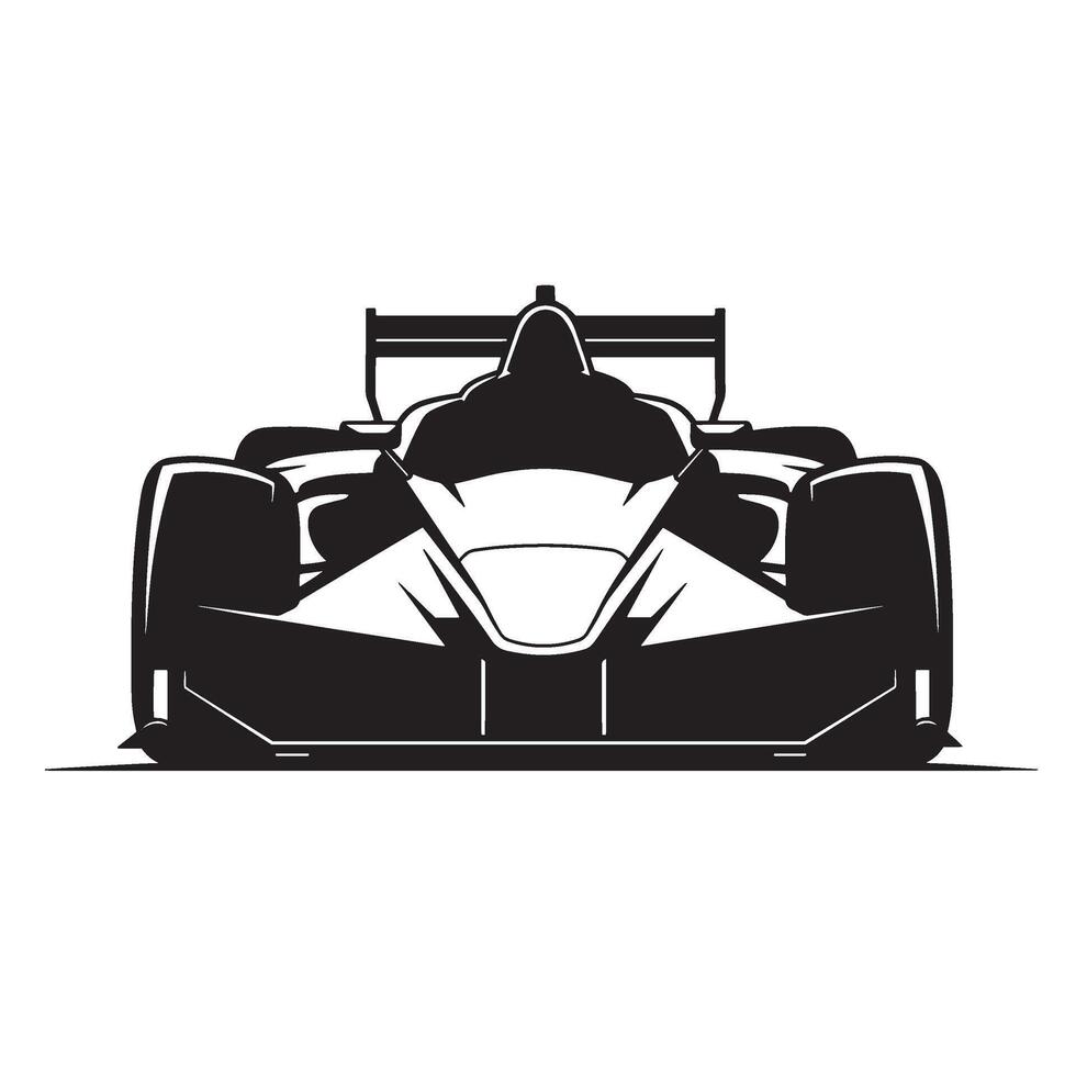 Silhouette illustration of a modern formula one race car viewed directly from the front vector