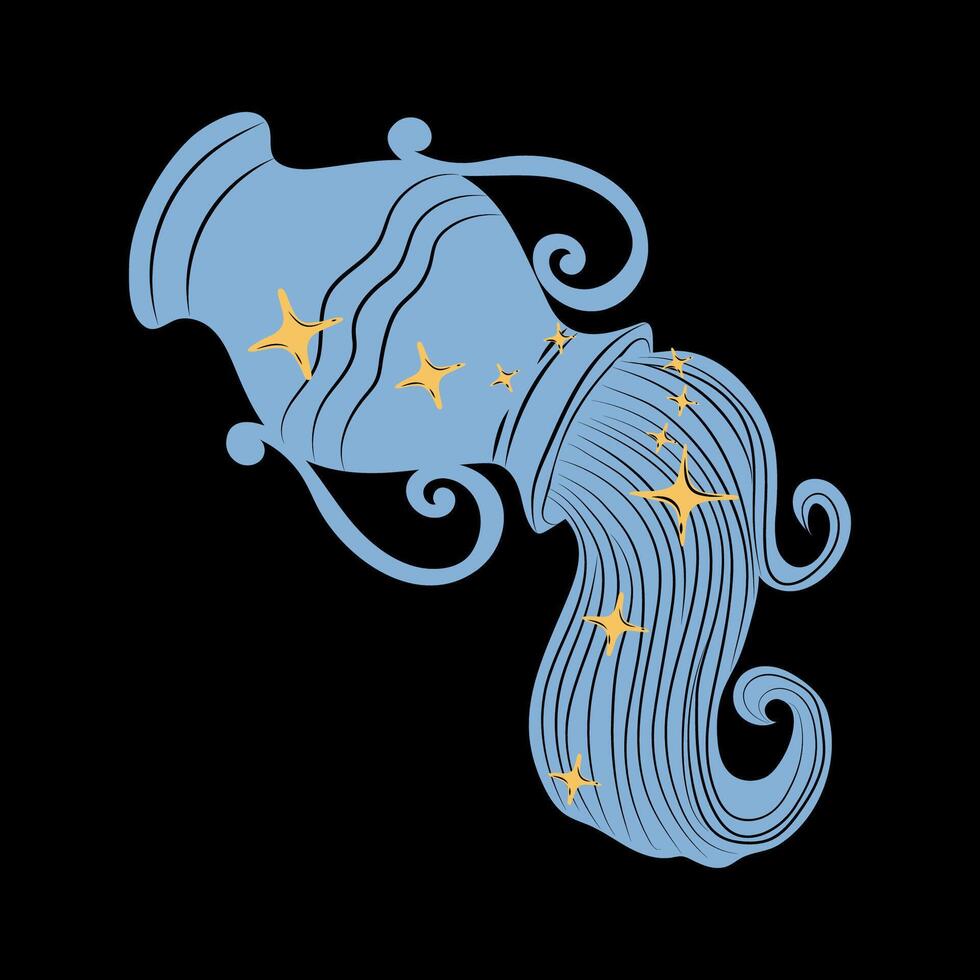 Aquarius Water Bearer Zodiac Sign with Modern Magic Astrological Symbol vector