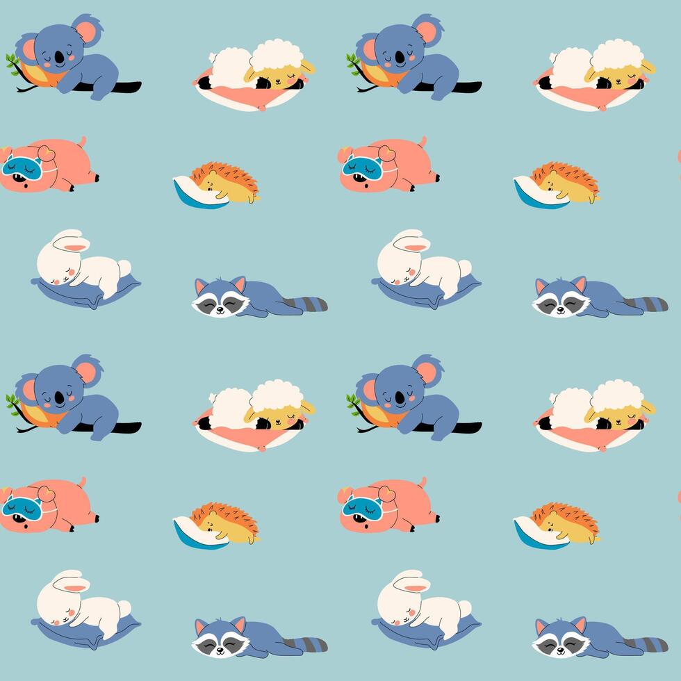 Cute animal pattern featuring various animals vector