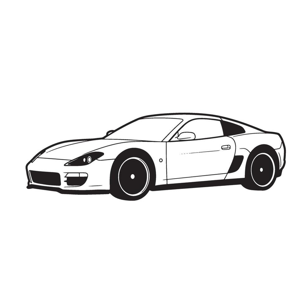 illustration of a modern sports car in black and white minimalist style vector