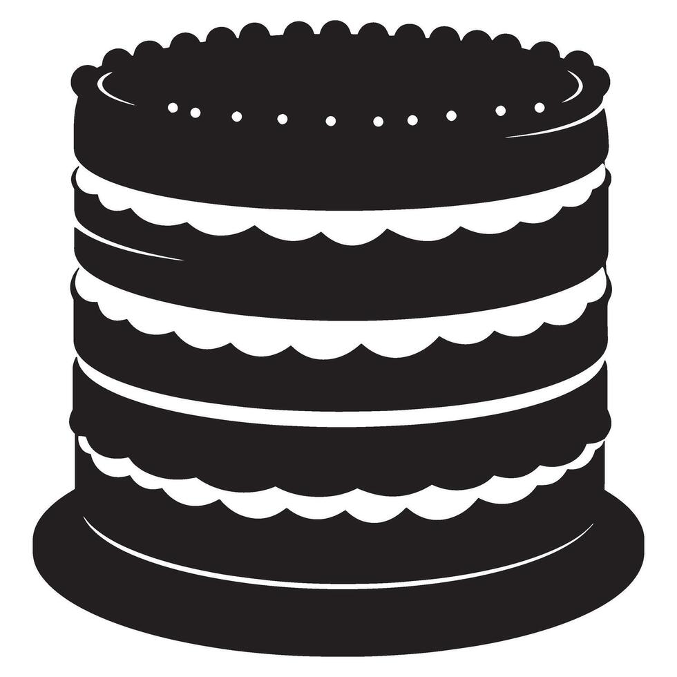 Elegant black and white silhouette illustration of a layered cake for celebrations vector