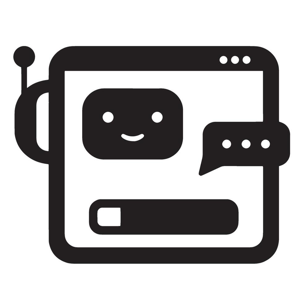 Friendly chatbot interface illustrating artificial intelligence and digital communication support vector