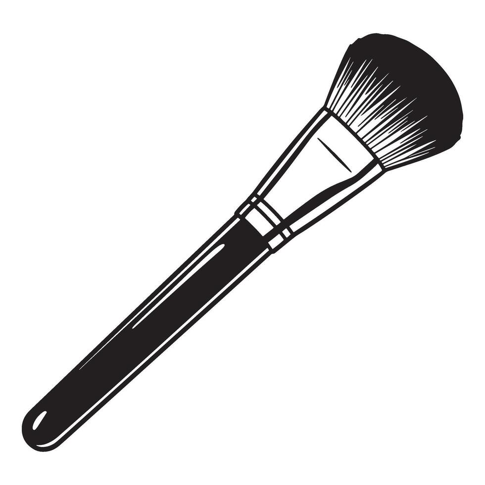 illustration of a black and white makeup brush isolated on white background vector
