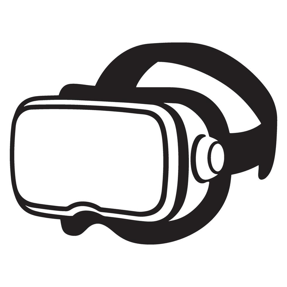 Simple black and white illustration of a virtual reality headset for modern technology. vector