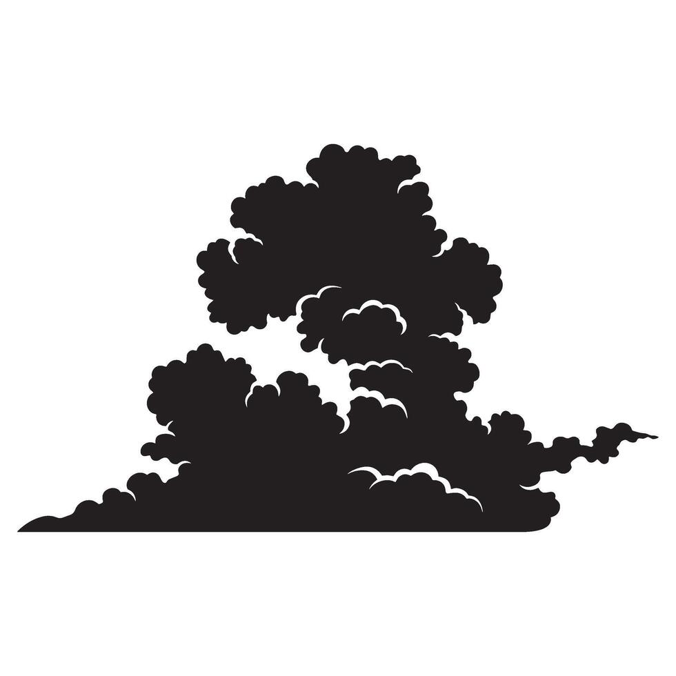 Simple black cloud silhouette isolated on white background for decorative design elements vector