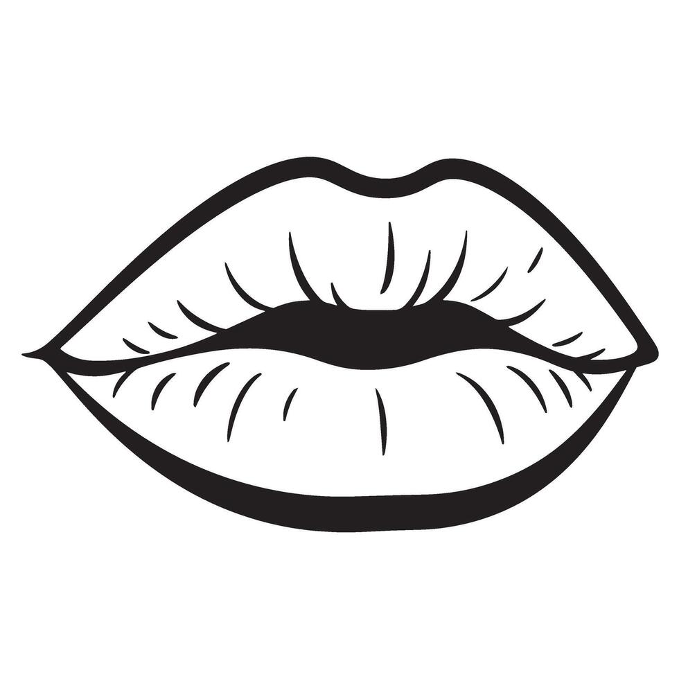 illustration of a beautiful pair of lips depicted in a minimalist black and white style vector