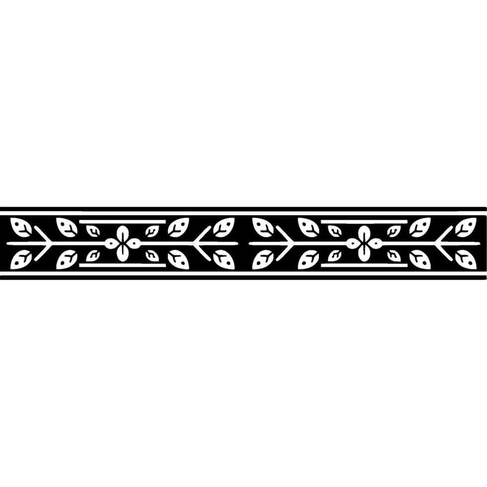 Floral Border , Elegant Black White Element vector