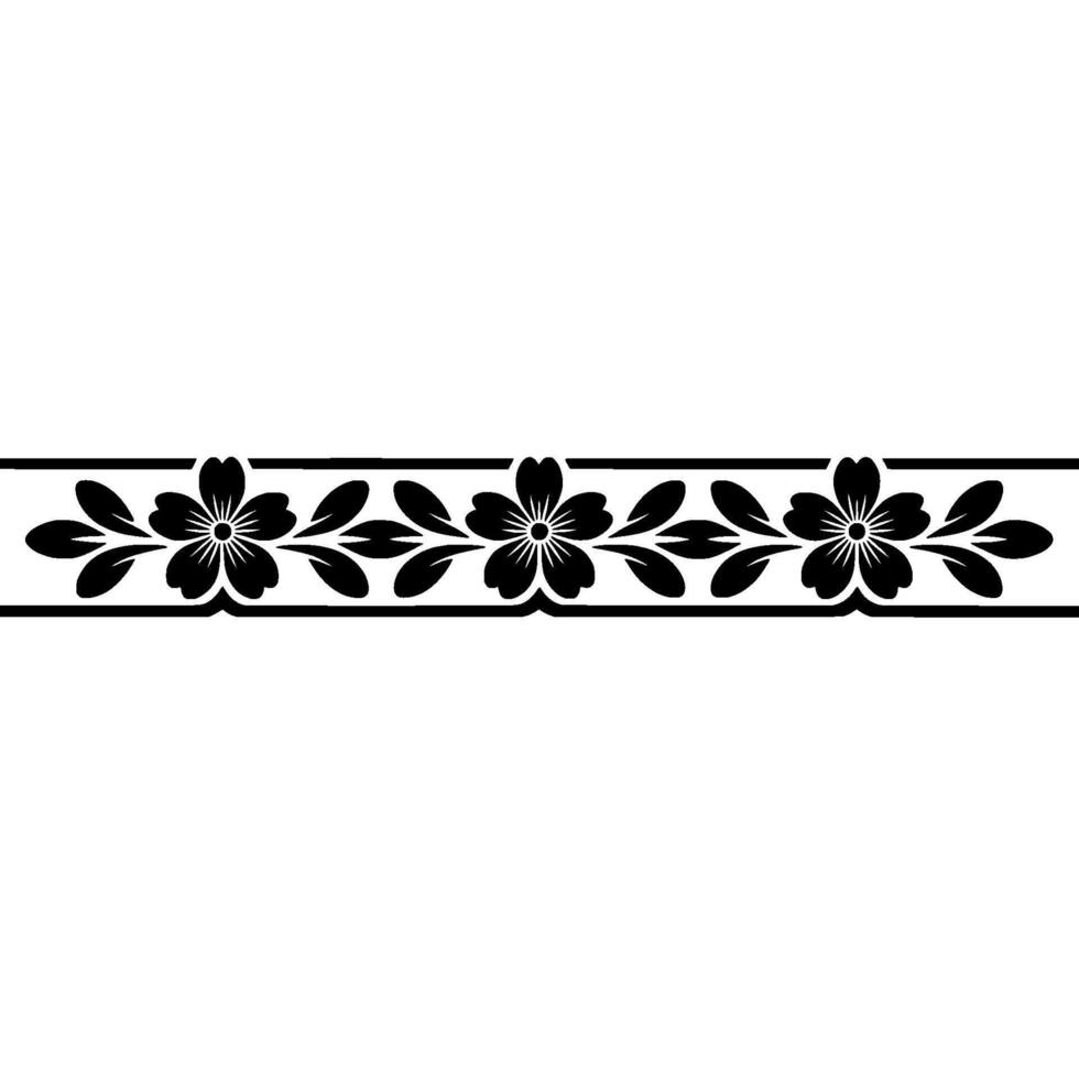 Elegant Floral Border, Minimalist Black White vector