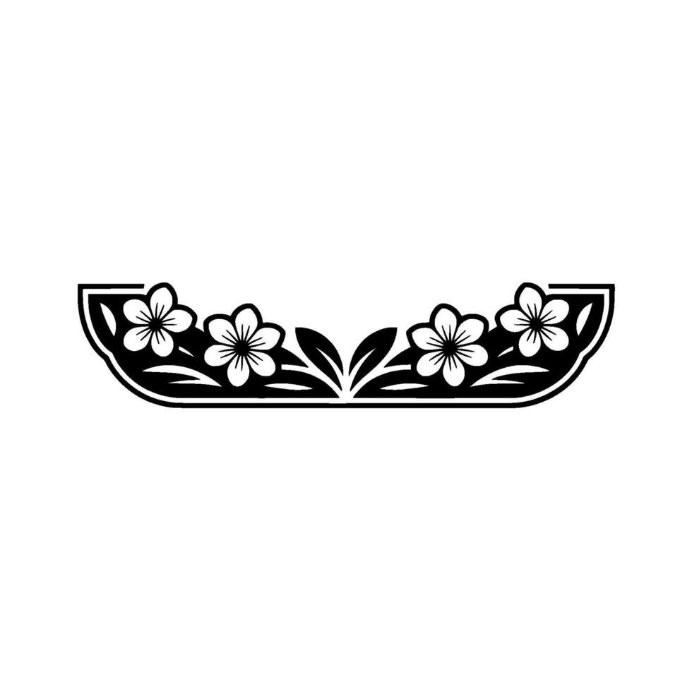 Elegant Floral Border , Black White, Minimalist- Style vector