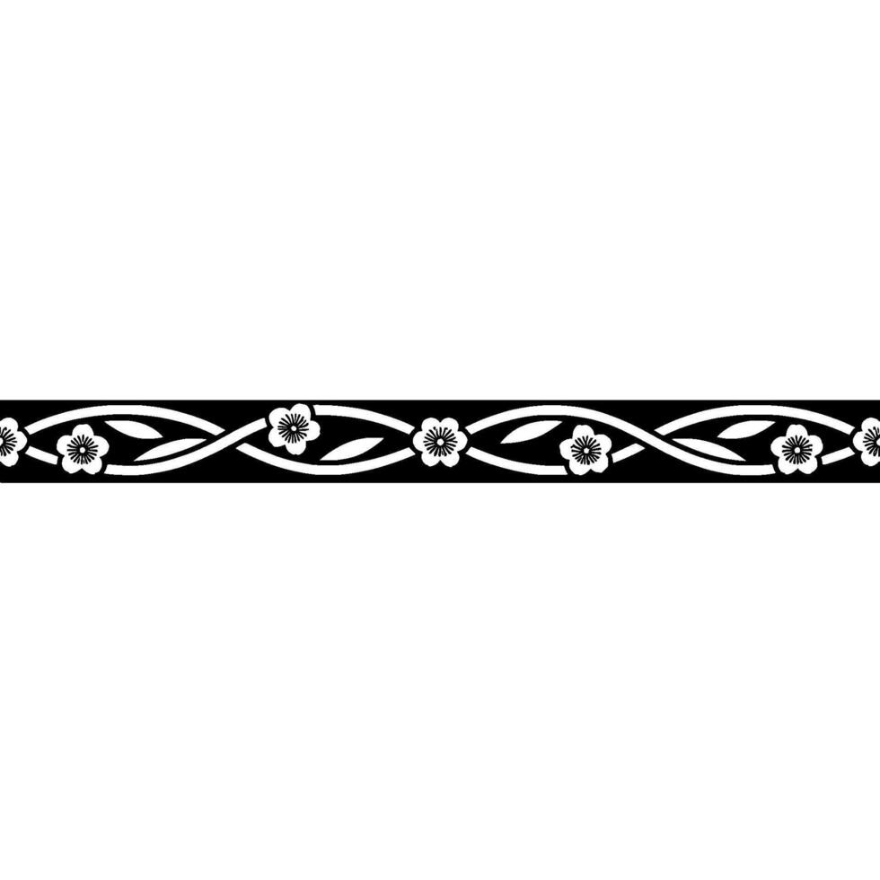 Elegant Floral Border Black and White Pattern, Decorative Elements vector