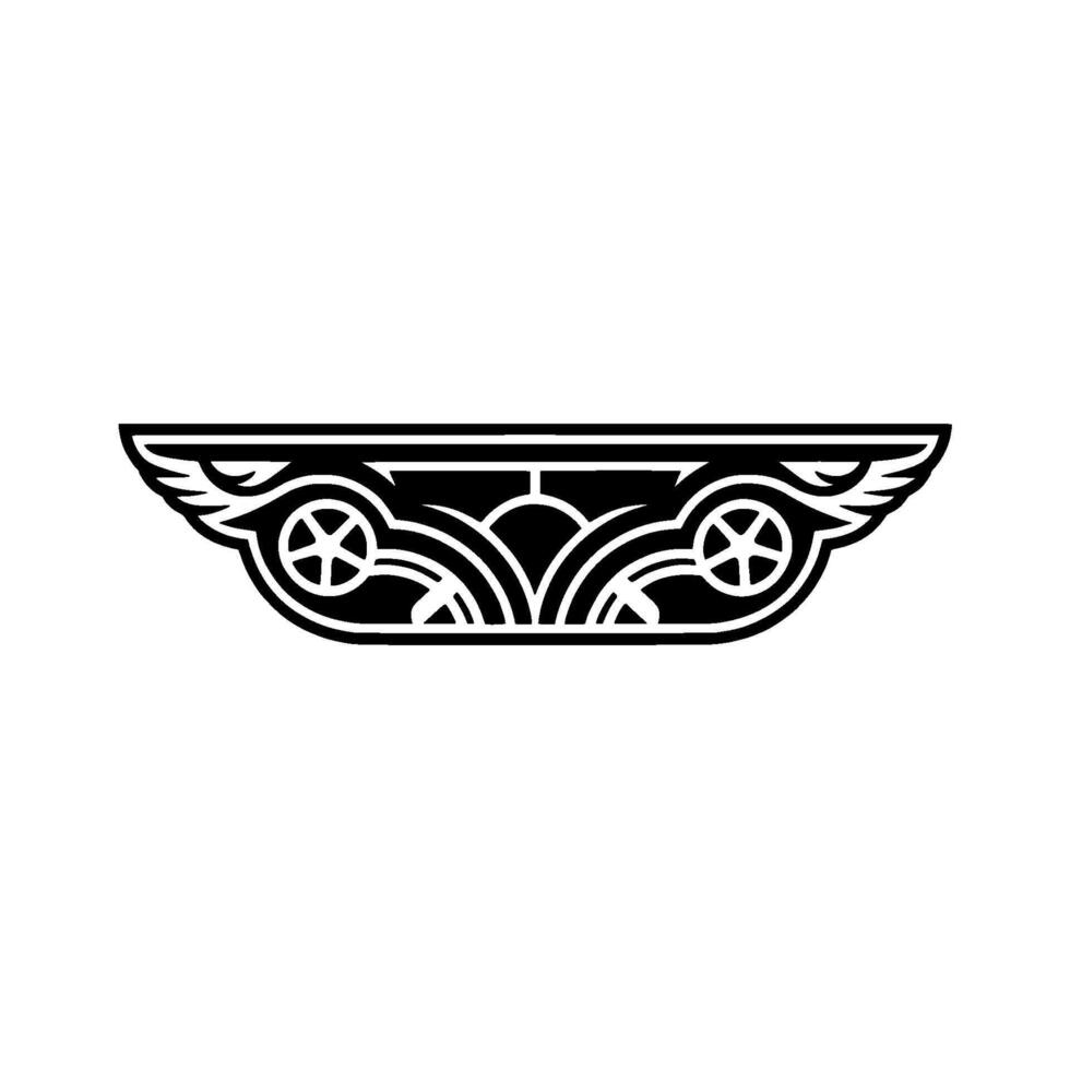 Ornate Black and White Ornamental Element, Geometric, Abstract vector