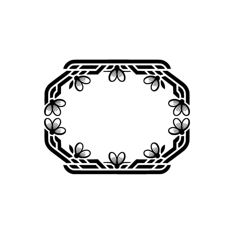 Elegant Floral Frame in Black White - Decorative Border vector