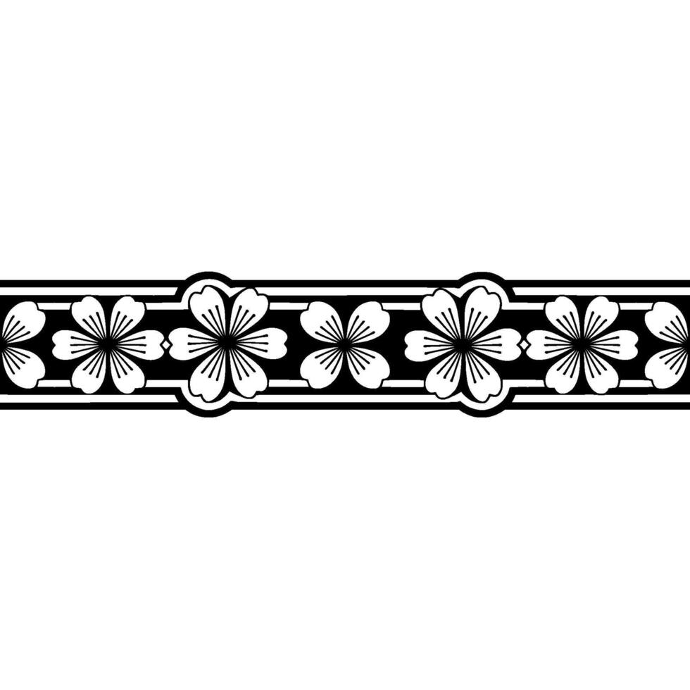 Elegant Floral Border, Black and White, Minimalist, Decorative Element vector