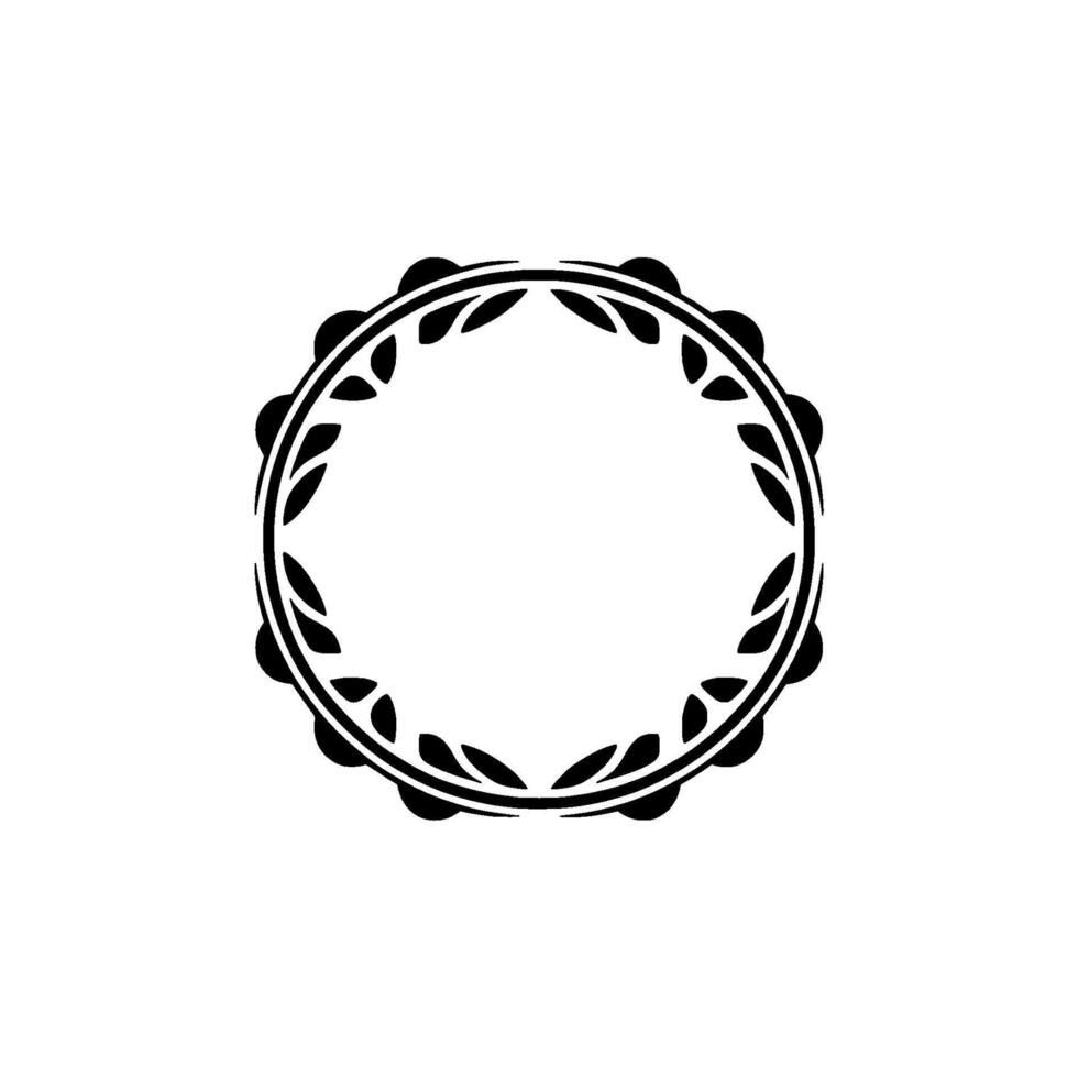 Minimalist Black White Circular Floral Frame on White Background vector