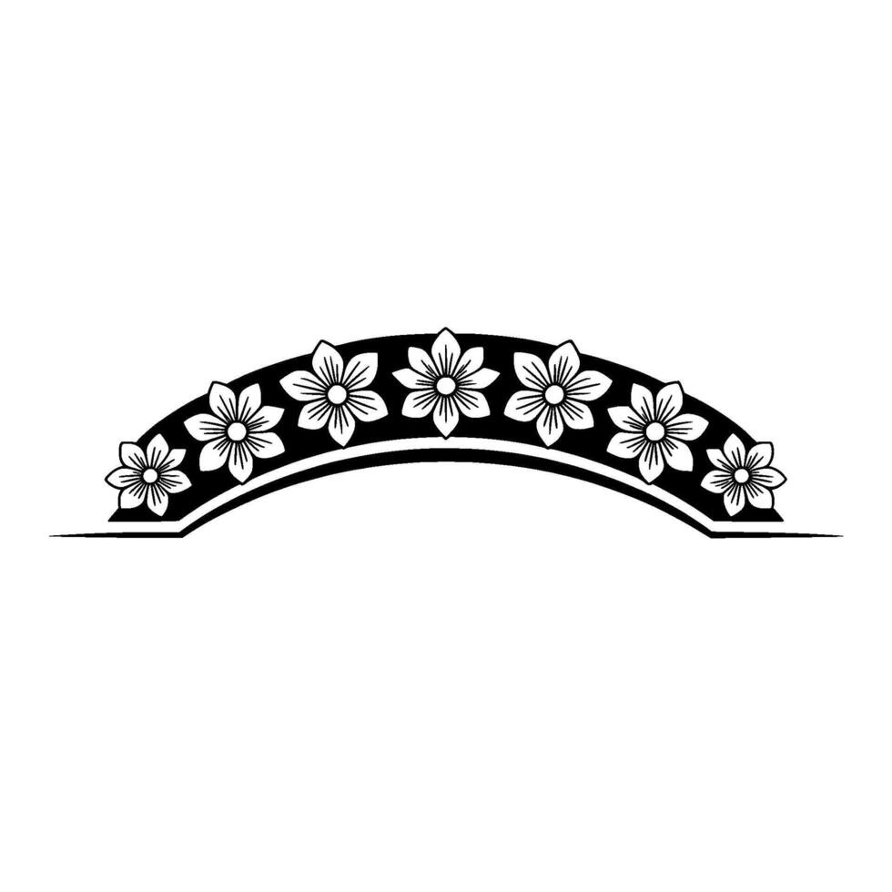 Elegant Floral Arch in Black and White - Illustration vector