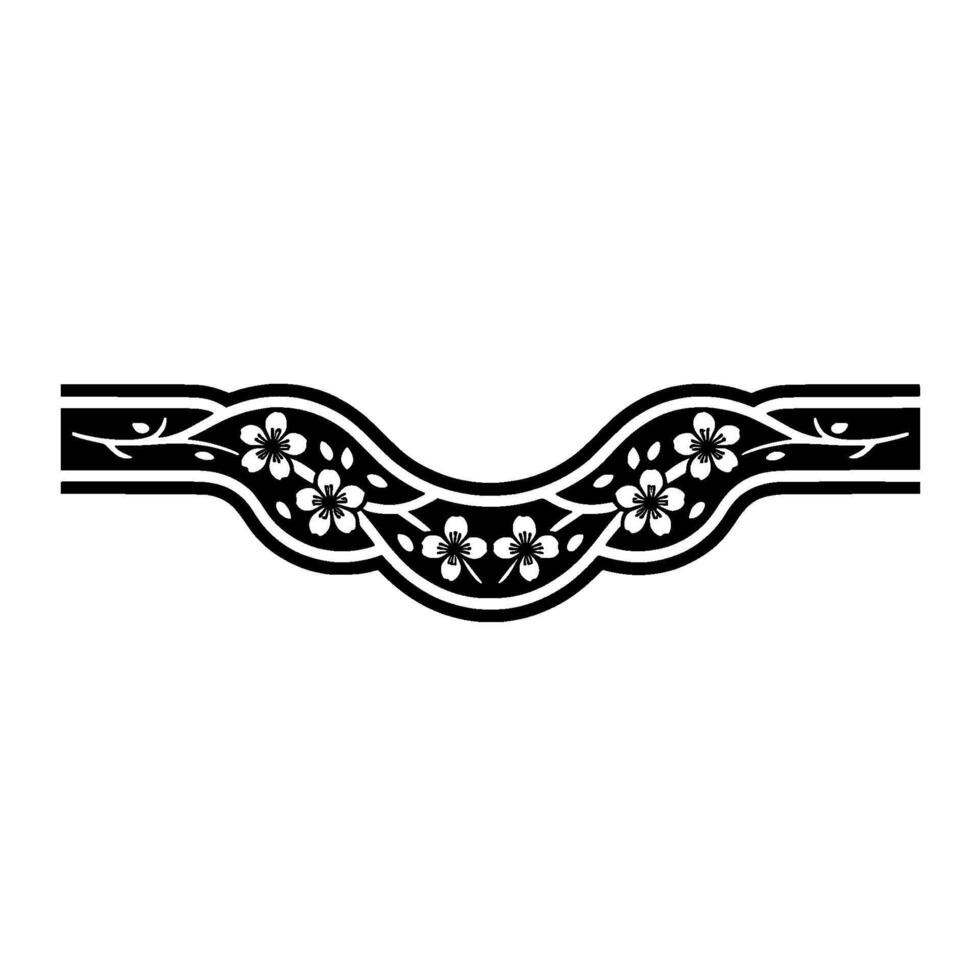 Elegant Black Floral, Border on, White- Background vector