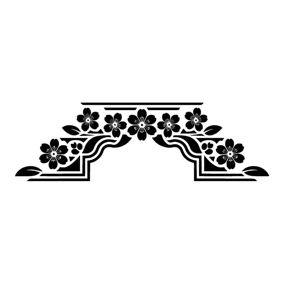 Elegant Black Floral Archway - Decorative Border Element vector