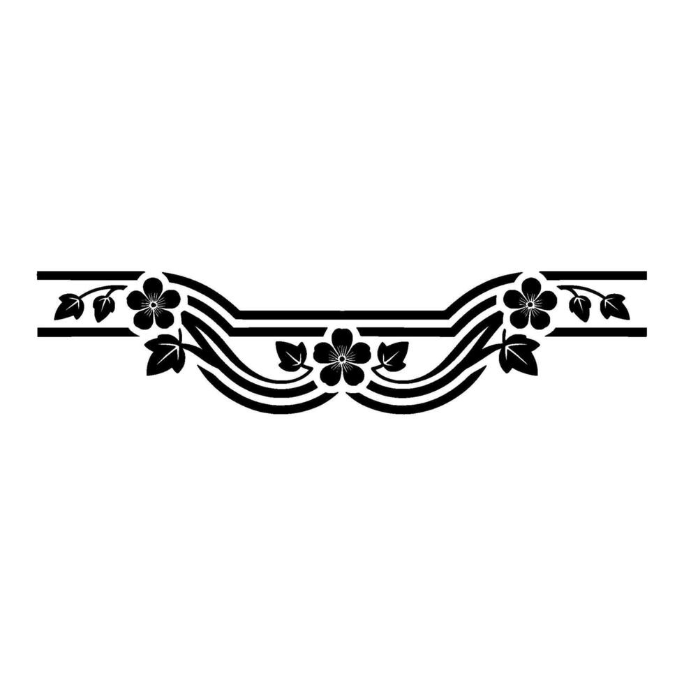 Elegant Black Floral Border Decorative on White vector